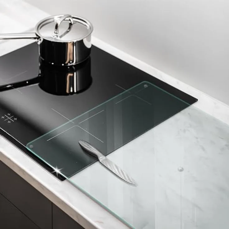 Tulup Tulup Glasschneidebrett XXL, 80x52cm, gehärtetes Glas, transparent, rutschfest und hygienisch, langlebig, multifunktional – Bild 2