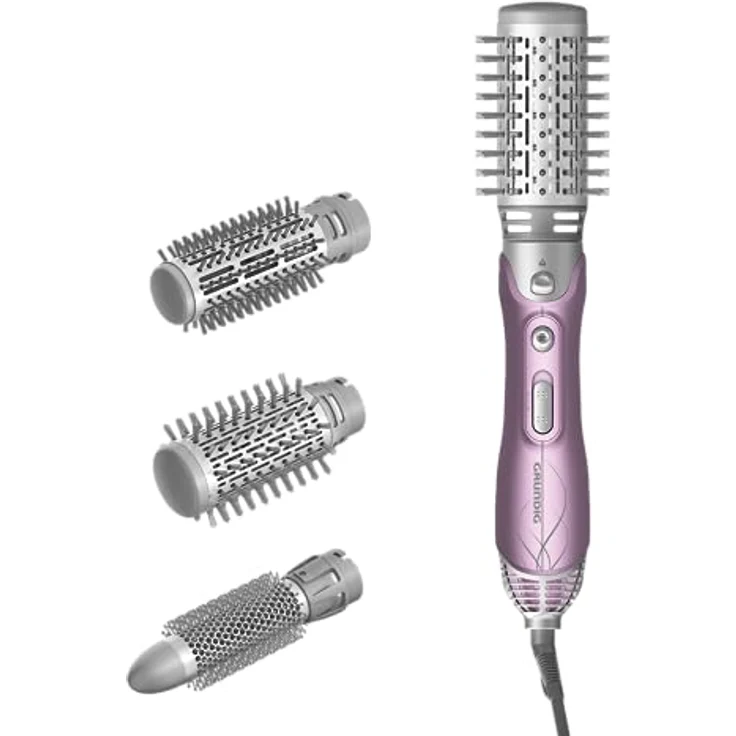 GRUNDIG HS 6220 Volumen- und Lockenstyler, 1100W, 3 Thermobürsten, Keramikbeschichtung mit Pink-Lotusöl, Überhitzungsschutz, geeignet für alle Haarlängen, Rosé/Silber – Bild 2