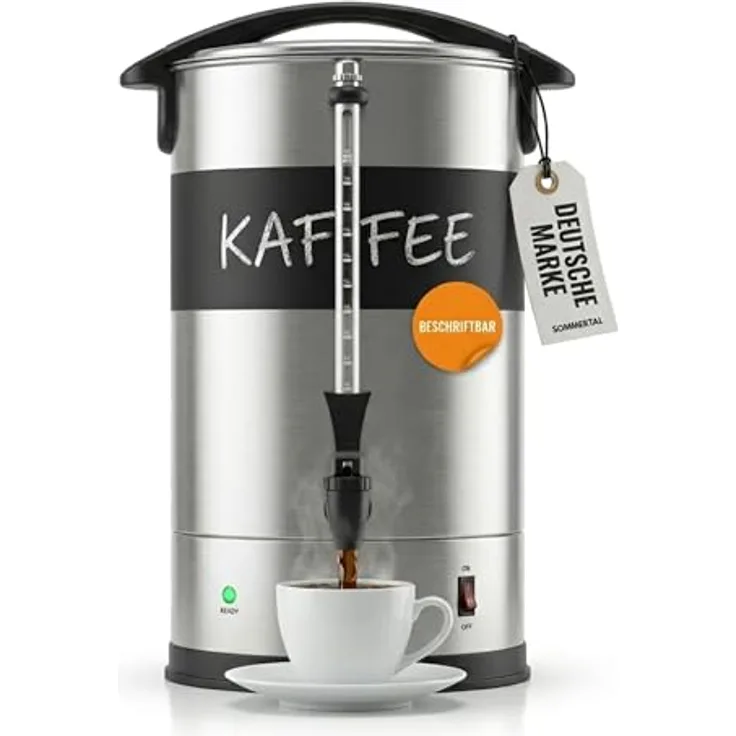 Sommertal Gastro Kaffeemaschine 15L / 100 Tassen, Filterkaffeemaschine mit Warmhaltefunktion und Beschriftungsfeld