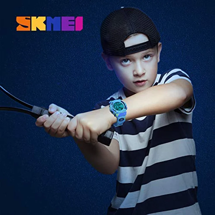 Dislocati Kinderuhr Digitaluhr für Jungen 6-15 Jahre, wasserdicht mit LED-Hintergrundbeleuchtung, Wecker und Stoppuhr, Geschenk für Weihnachten – Bild 2