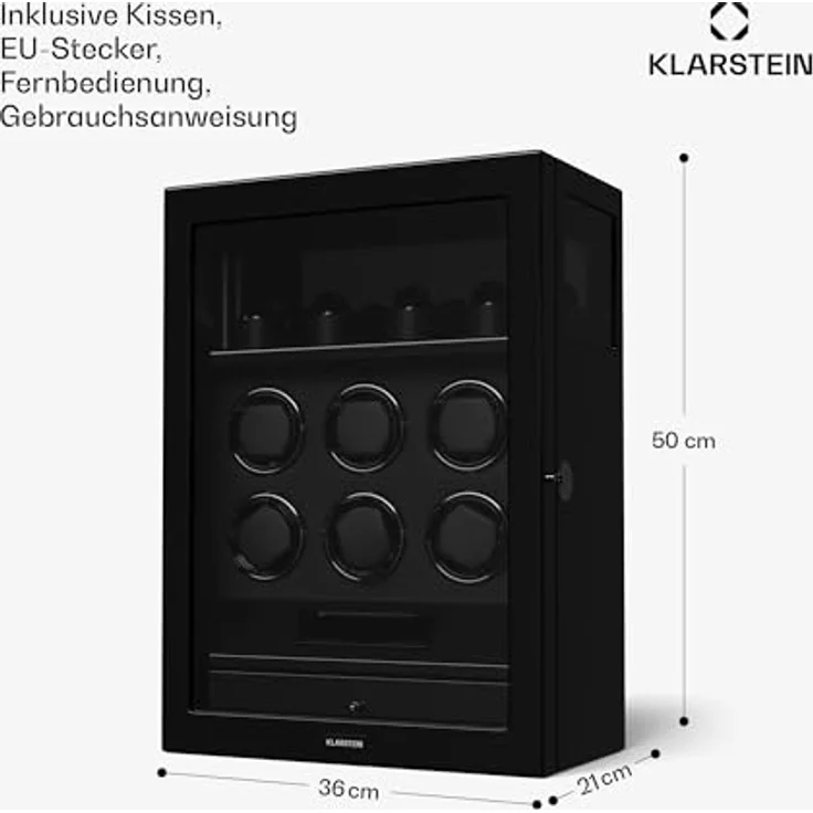 Klarstein SecureTouch Uhrenbeweger, 6+4 Uhren, Mabuchi Motor, Klavierlack, 41 Modi, Fingerabdruckschloss, mit LEDs – Bild 7