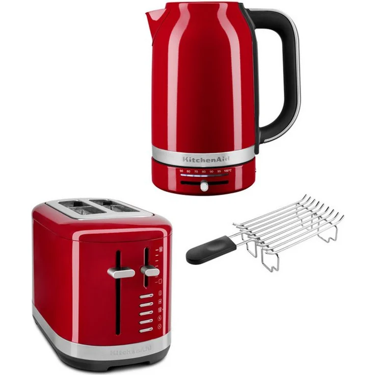 KitchenAid Toaster Set 5KEK1701 & 5KMT2109, Wasserkocher mit Temperaturregelung und 1,7 Liter Fassungsvermögen, 2-Scheiben-Toaster mit breiten Schlitzen und Brötchenaufsatz