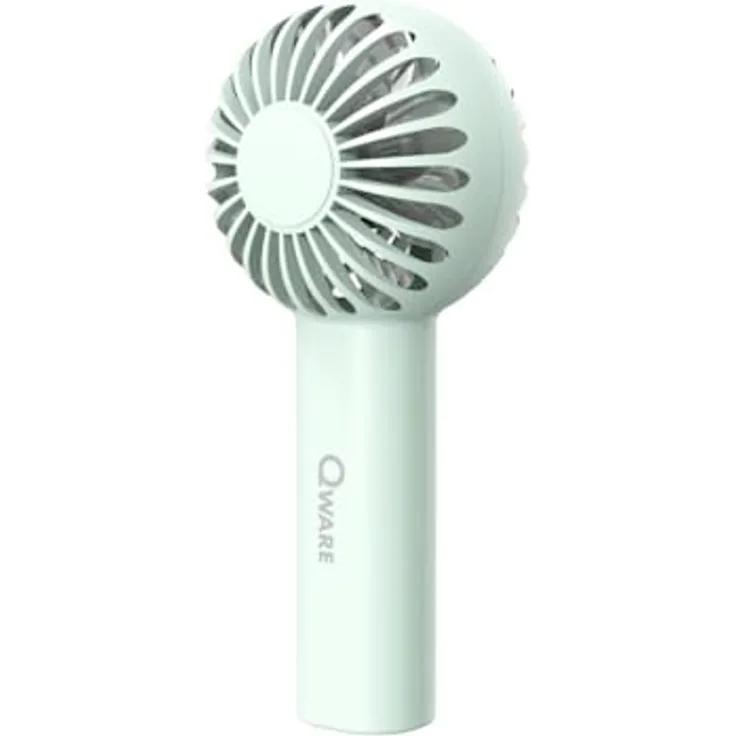 Qware Gaming Handventilator, Mini Ventilator mit 1200 mAh Akku, 3 Geschwindigkeitsstufen & USB-C Ladeanschluss