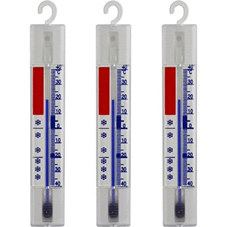Lantelme 3 Stück Kühlschrankthermometer Set auch für Gefrierschrank Eisschrank geeignet Kühlschrank Thermometer Analog mit Haken + / - 40 °C 4883