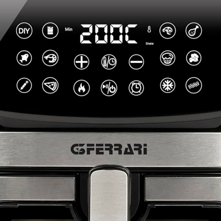 G3 Ferrari G10215 Friggisano Star Heißluftfritteuse, 9 Liter, 2200 W, 12 Programme, Digitalanzeige, Temperatur 80°–200°C, 60-Minuten-Timer, Doppelheizung, Rezeptbuch inklusive – Bild 4