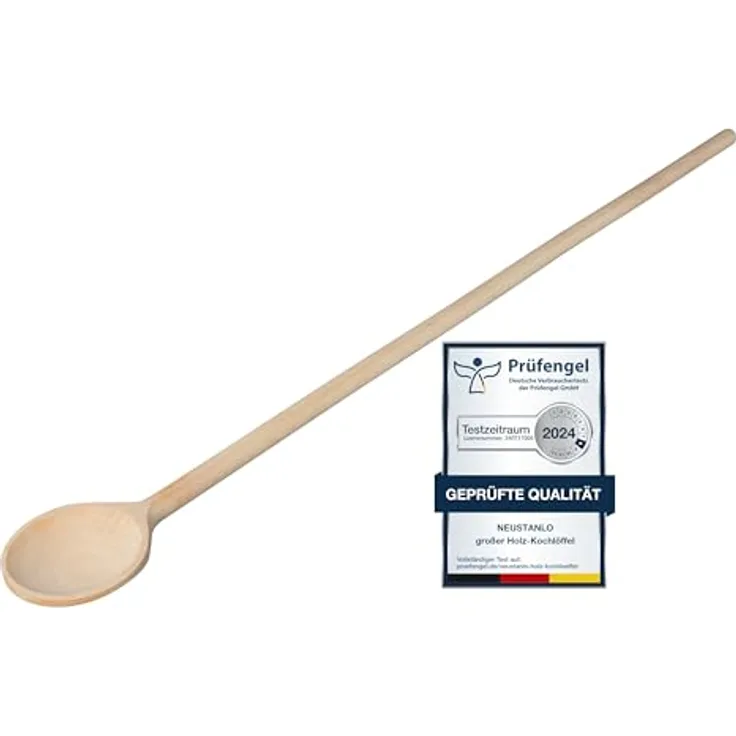 NEUSTANLO | extra großer Holz-Kochlöffel | Maischelöffel | 60 cm lang | Robuster und hygienischer Küchenhelfer aus Buchenholz | Umrühren in Töpfen leicht gemacht