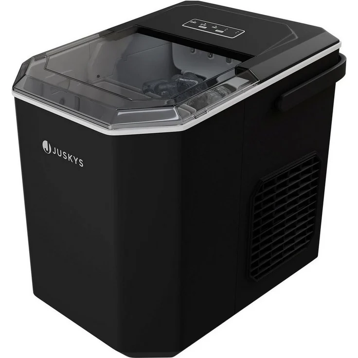 Juskys Eiswürfelmaschine IceOracle, Schwarz, 2 Größen, bis zu 12 kg pro Tag, mit Selbstreinigungsfunktion