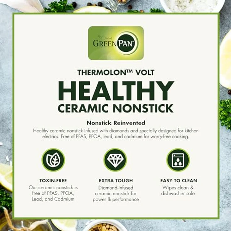 GreenPan Elite 6-in-1 Multifunktions-Kontaktgrill und -Griddle, PFAS-freie Keramische Antihaftbeschichtung, Einstellbare Temperatur, Kompakt, Schwarz – Bild 3