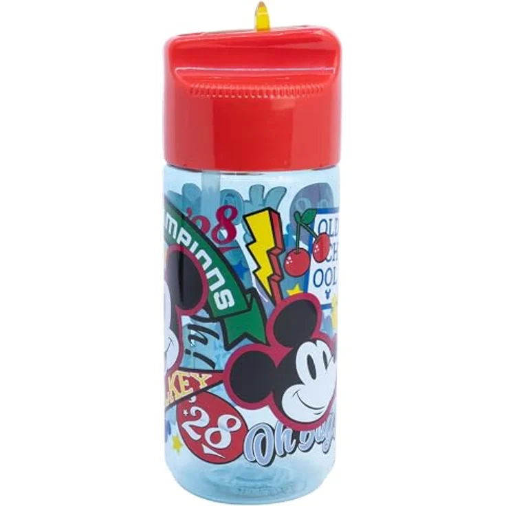Storline Trinkflasche Disney Mickey Mouse, 430 ml, auslaufsicher mit Trinkhalm, Tritan素材 – Bild 2