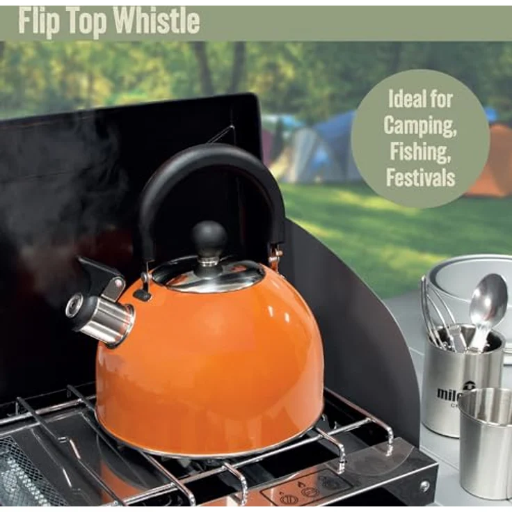 Milestone Camping Edelstahl Wasserkocher ? Orange, 2 Liter – Bild 5
