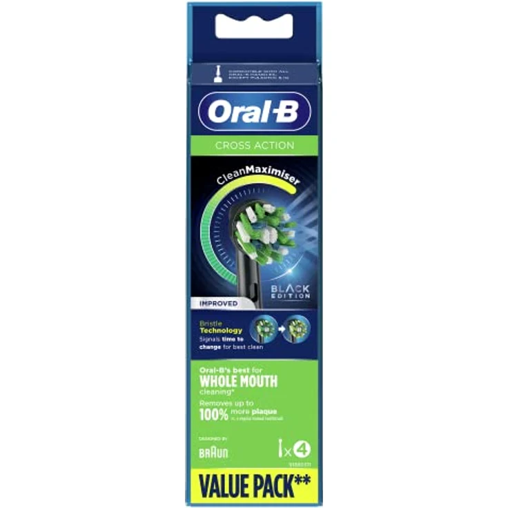 Oral-B CrossAction Bürstenkopfen, 4 Stück, Original Reinigungspatronen, mit CleanMaximiser-Technologie, Schwarz – Bild 4