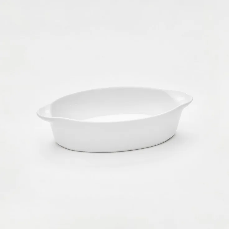 van Well Auflaufform oval, 23,5 x 13,5 x 5,5 cm, Porzellan, weiß glänzend, spülmaschinen- und mikrowellengeeignet