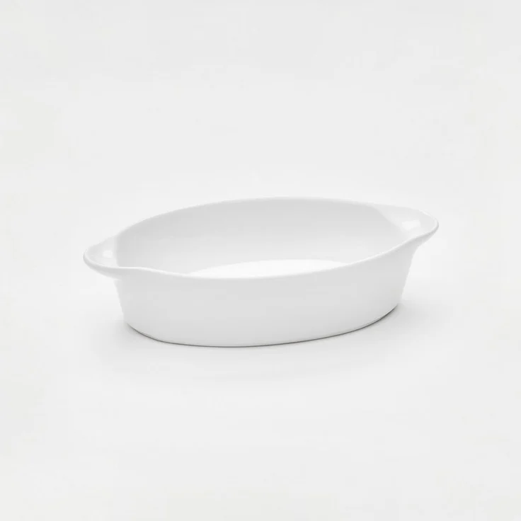 van Well Auflaufform oval, 23,5 x 13,5 x 5,5 cm, Porzellan, weiß glänzend, spülmaschinen- und mikrowellengeeignet