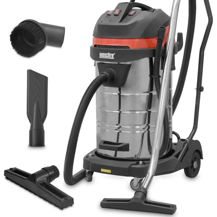 HECHT 8380 Industriesauger, Nass- & Trockensauger mit 3000 W Leistung, 80 Liter Behälter, 230 V, inklusive umfangreichem Zubehör