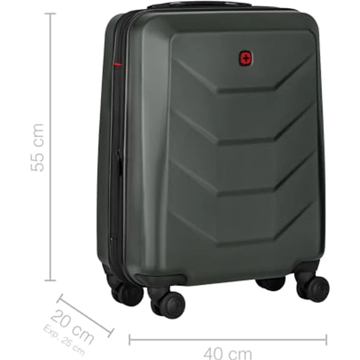 WENGER Prymo Carry-On Hartschalenkoffer, 36 (43) l, Trolley mit Erweiterung, Sicherheitsschloss, Anthrazit – Bild 3