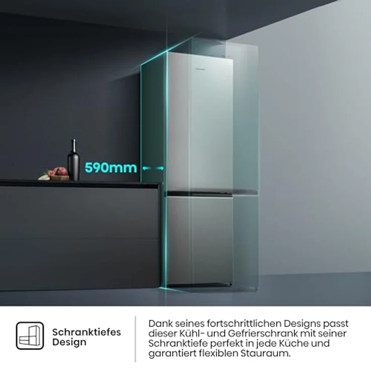 Hisense RB3N300NECA, Kühl-Gefrierkombination mit 304 l, NoFrost, Edelstahl, Energieeffizienz A, 35 dB – Bild 7