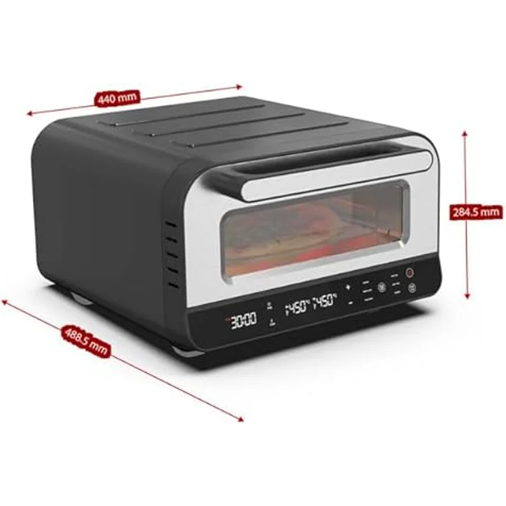 KeMar Kitchenware KPO-220 Elektrischer Pizzaofen mit Pizzaschaufel, Touch Display, bis 450°C – Bild 5