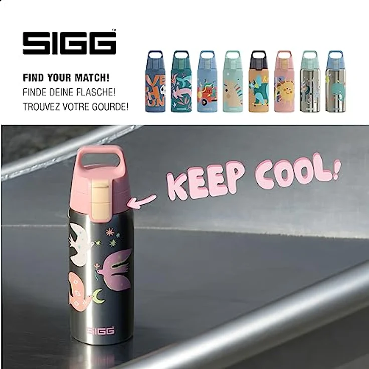 SIGG - Isolierte Trinkflasche Kinder - Shield Therm Kids - Für kohlensäurehaltige Getränke geeignet - Auslaufsicher - Spülmaschinenfest - BPA-frei - 90% recycelter Edelstahl - 0,5L – Bild 5