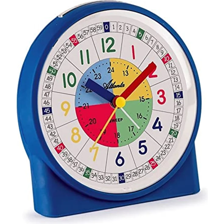 Atlanta Kinderwecker Lernwecker 2125/15, analog mit Crescendoalarm und buntem Zifferblatt, blau – Bild 1