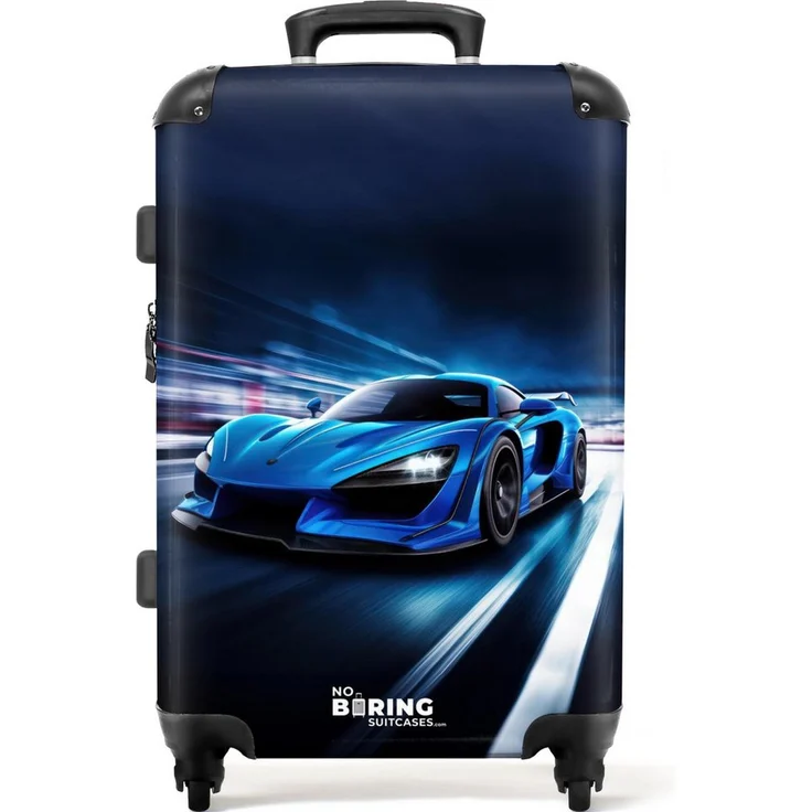 NoBoringSuitcases.com© Kinderkoffer Auto - Blau - Jungen - Kind 67 cm - 72 L, 4 Rollen, Mittelgroßer Reisekoffer mit Rollen für 20kg – Bild 1