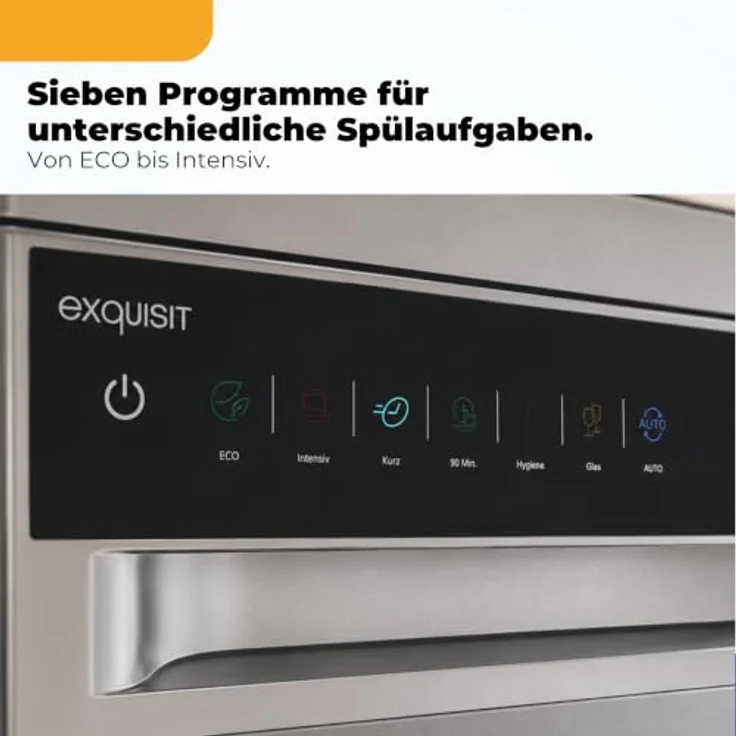 Exquisit GSP59311-450C Geschirrspüler, 11 Maßgedecke, Energieklasse C, 7 Spülprogramme, Aquastop, Besteckschublade, Unterbaufähig, Startzeitvorwahl, Silber – Bild 6