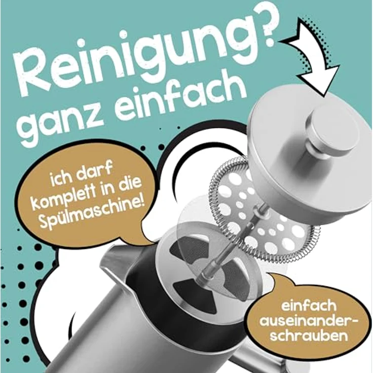 Morgenheld Premium Thermo Edelstahl French Press 600 ml, doppelwandige Kaffeepresse mit 3 Ersatzfiltern, rost- und aluminiumfrei, manuelle Kaffeezubereitung – Bild 4