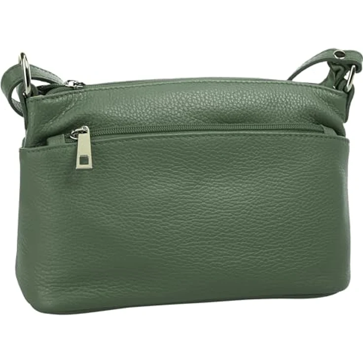 Cluty Umhängetasche, echt Leder, Made in Italy, 15 cm x 27 cm, klassisches Design, mit Reißverschlussfächern – Bild 3