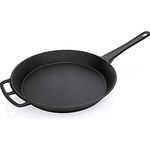 WAS Germany Gusseisen Riesenpfanne Ø 65 cm, 9 cm hoch - gasherdgeeignete Bratpfanne aus Eisen mit abnehmbaren Griff - 5055 651