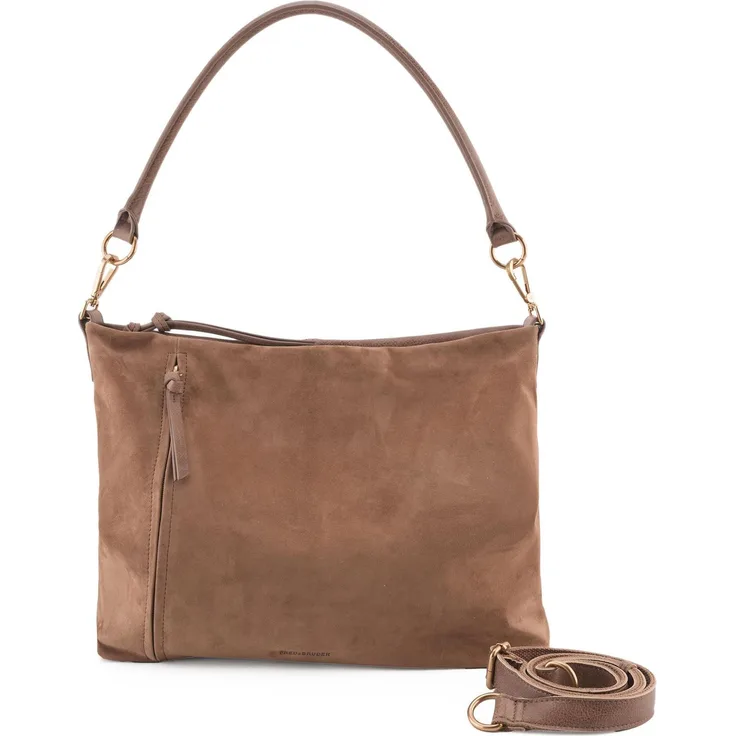 FredsBruder Beyond, Damen Schultertasche aus Leder, 33.5 cm, Braun, mit verstellbarem Umhängeriemen und praktischen Fächern