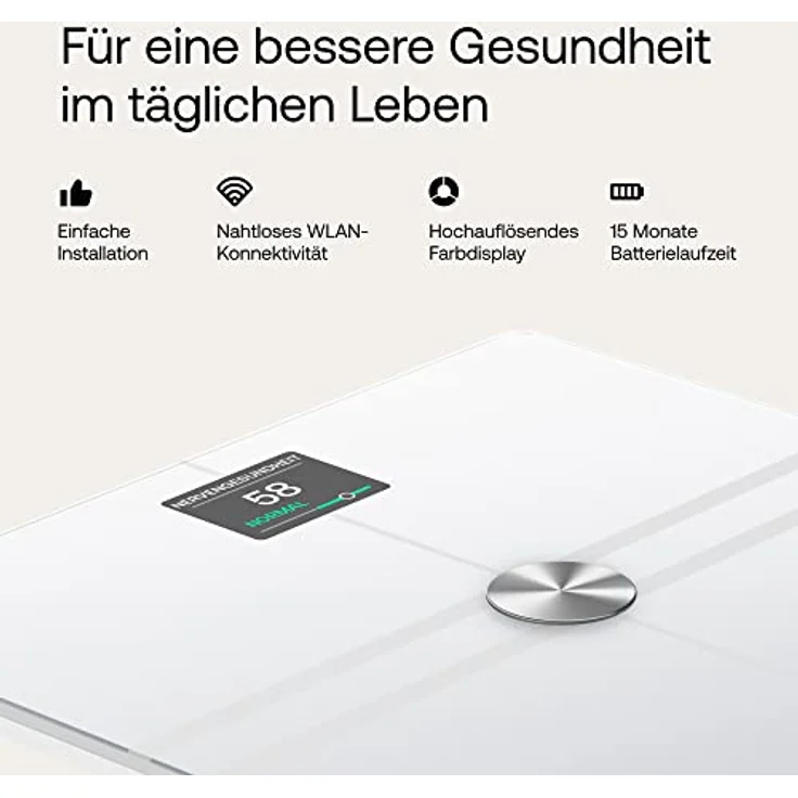 WITHINGS BODY COMP — WLAN Smart Waage mit vollständiger Körperanalyse inkl. Fettanteil, Muskelmasse, Knochendichte, Viszeralfett, Digitale Personenwaagen /Körperfettwaage mit Bluetooth – Bild 5