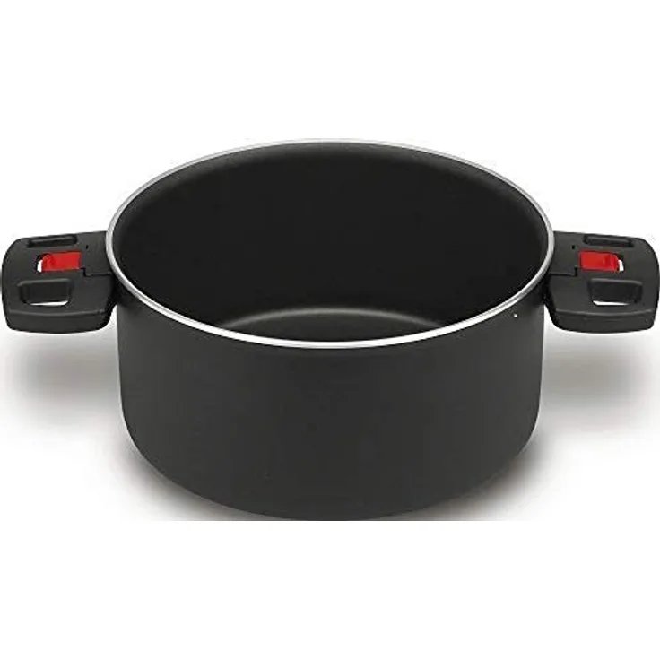 BALLARINI Click + Cook Kochtopf, Antihaftbeschichtet, 24 cm, Mit klappbaren Kunststoff-Griffen, Schwarz