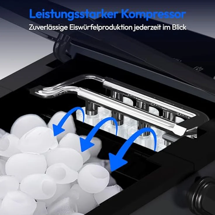 Medion® Elektrischer Eiswürfelbereiter MD 100117, 150 Watt mit 2 Eiswürfelgrößen, selbstreinigend, schwarz – Bild 3