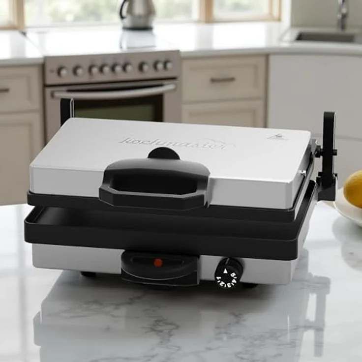 Kochmaster Chromax Kontaktgrill, 2300 W, Edelstahl, Sandwichmaker & Lahmacun Zubereiter mit Antihaftbeschichtung – Bild 8