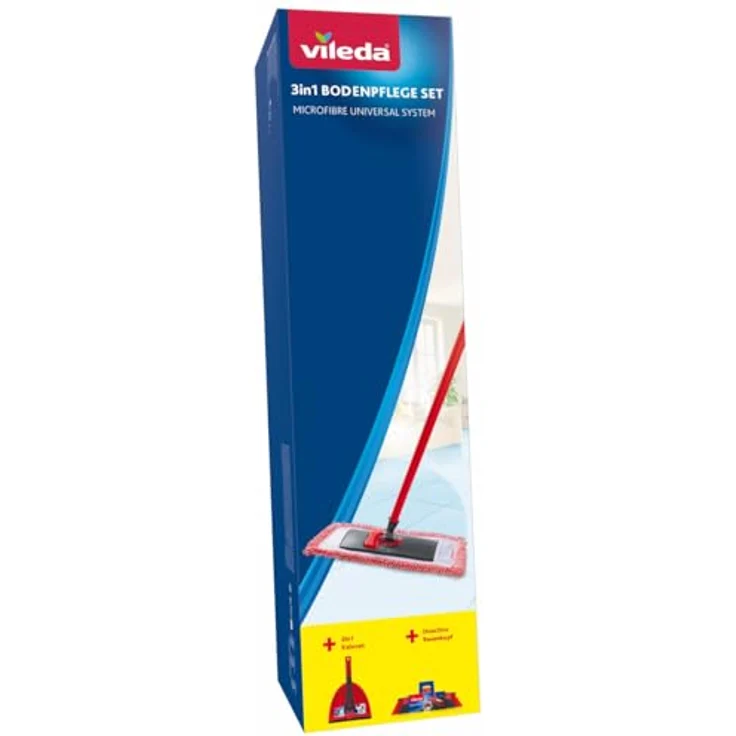 Vileda 3in1 Bodenpflege-Set, inkl. Teleskopstiel Bodenwischer, DuActiva Besen und Kehrgarnitur zur gründlichen Reinigung in Ecken und Kanten – Bild 5