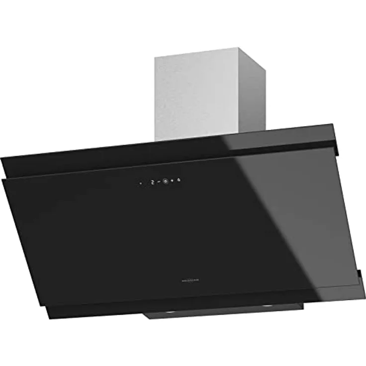 Oranier breite schwarze Glas Schräg Abluft Wandhaube 90 cm Kandia - effektive Dunstabzugshaube im Kopffrei-Design