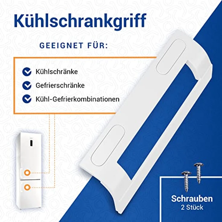 VIOKS Kühlschrank Griff Universal 200x70x45mm & Weißer Türgriff Set mit Befestigungsabstand 82-163mm für Bosch Kühlschrank mit Gefrierfach & Siemens Gefrierschrank/Ignis Kühlschrank Zubehör – Bild 2