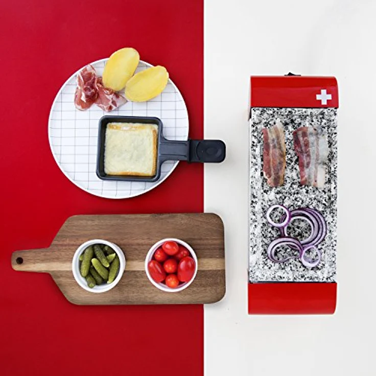H.Koenig RP2 Raclette-Gerät - 2 Personen - mit Steingrill - 350 W - rot – Bild 6