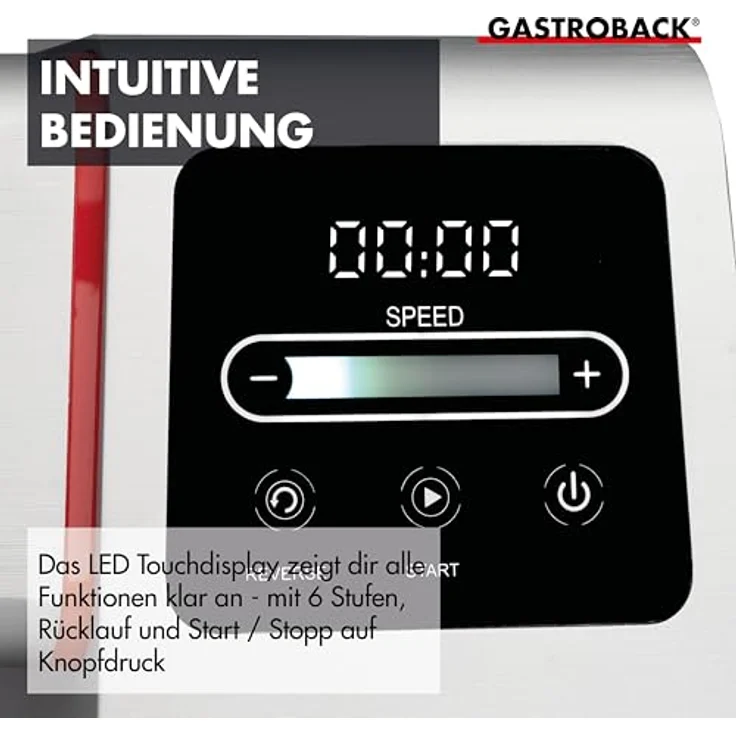 Gastroback Fleischwolf Design Fleischwolf 6-in-1 Power Pro, silberfarben, mit Burger-Presse und 2800 g/min Durchlaufmenge – Bild 4