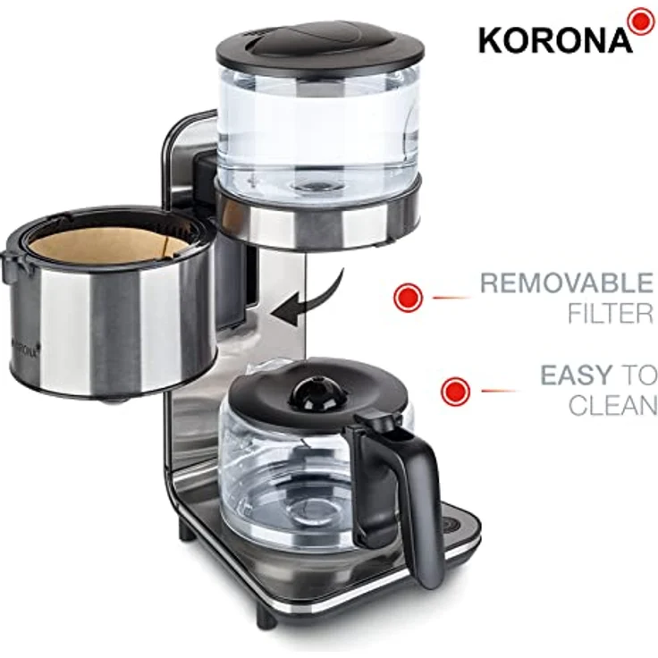 Korona 10295 Kaffeemaschine, Pour-over-Verfahren, zwei Heizsysteme, Edelstahl – Bild 5