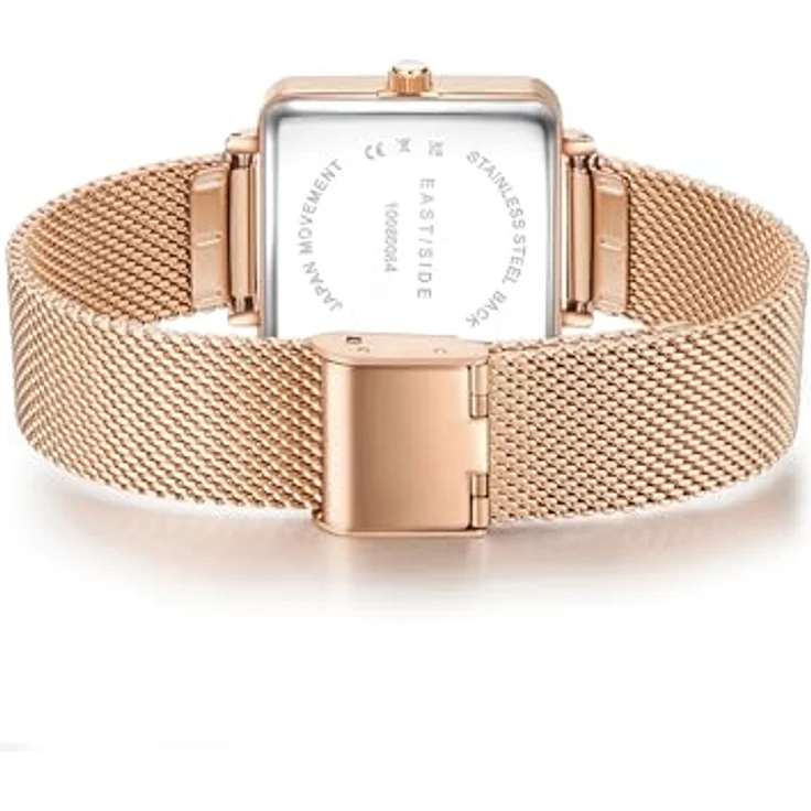 Eastside Damen Uhr analog Japan Quarzwerk mit Edelstahl roségold Armband 10080084 - Stilvolle Damenuhr mit Roségold-Plattierung und Milanaise-Armband – Bild 5