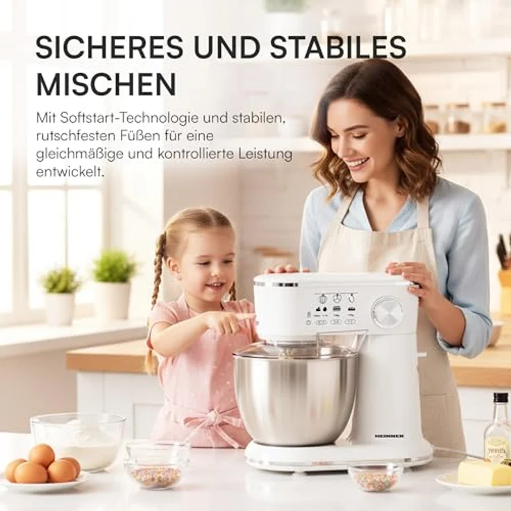 Heinner HPM-1000WHCH, Standmixer aus Edelstahl, Weiß, 5 l, 1000 Watt, Drehregler, Berührung – Bild 7