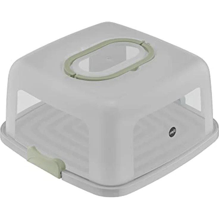 Emsa Prep&Bake Kuchenaufbewahrungsbox, Rechteckig, 37 x 33 cm, Tragegriff, Schneidevorrichtung, Transparent & Grün, K3267034 – Bild 1