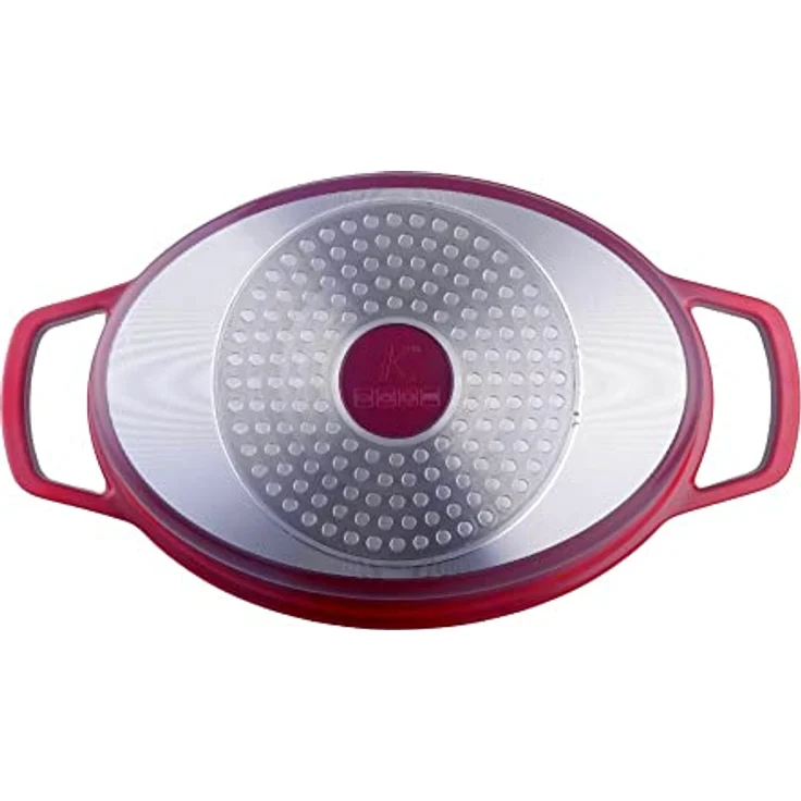 Kamberg 0008191 – Schmortopf 30 cm Durchmesser, oval, rot geflammt – Aluminiumguss – Beschichtung in Steinoptik – Für alle Herdarten, auch Induktion – PFOA‑frei, Aluminium – Bild 5