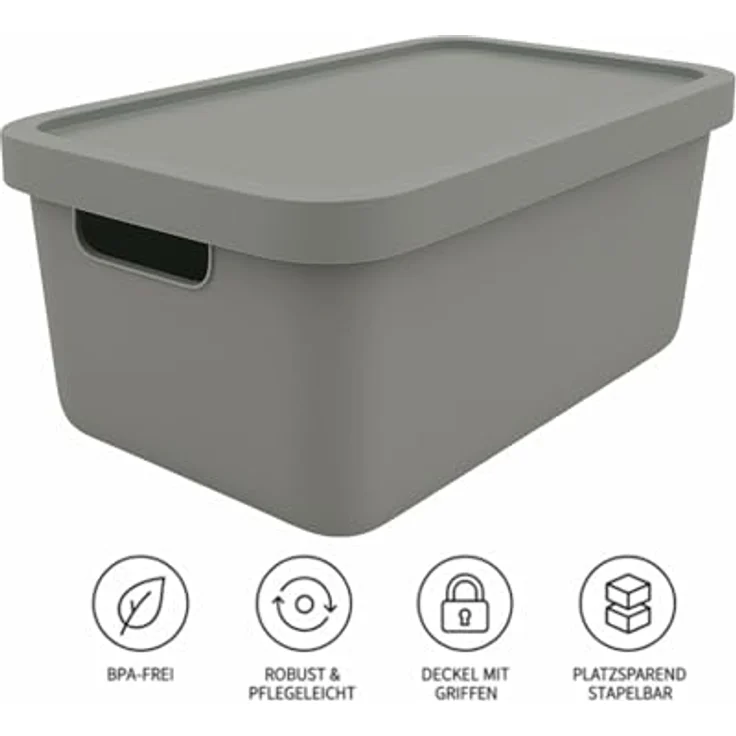 Plastard Aufbewahrungsboxen mit Deckel, 31 L, 4er-Set, grau, BPA-frei, stapelbar, robuste Kunststoffbox für Ordnung in Küche, Bad, Büro und Kinderzimmer – Bild 3