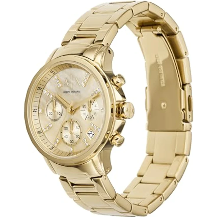Armani Exchange Uhr für Damen , QuarzChronographenwerk, 36mm GoldEdelstahlgehäuse mit Edelstahlarmband, AX4327 – Bild 4