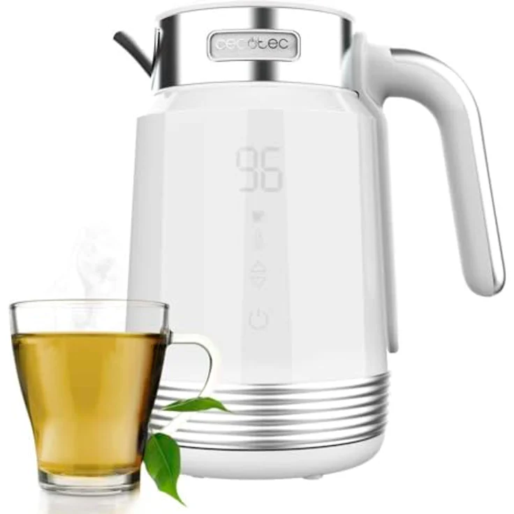 Cecotec Wasserkocher ThermoSense 600 Touch White, 1,7 l, 2200 W, BPA-frei, Edelstahl und Kunststoff, Touchscreen, 360-Grad-Basis, LED-Betriebslicht – Bild 1