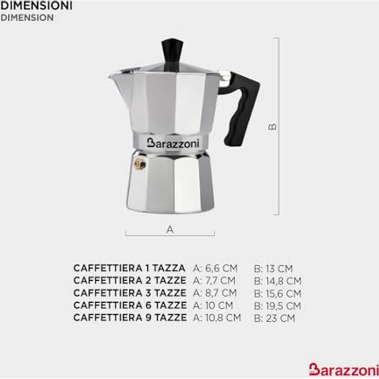 Barazzoni die Espressokocher 3 Tassen, Aluminium, Grau, 8.7 x 15.1 x 15.7 cm – Bild 9