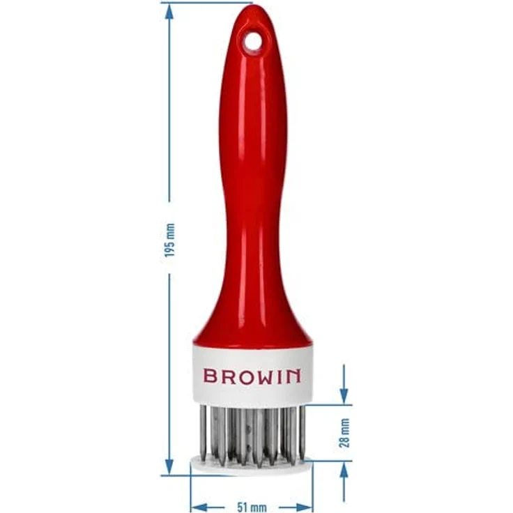 Browin 311402, Weichmachen von Fleisch, Zubereiten von Steaks, Runde Form, Rostfreier Stahl Fleischzartmacher, Edelstahl, Weiß Rot, M – Bild 5