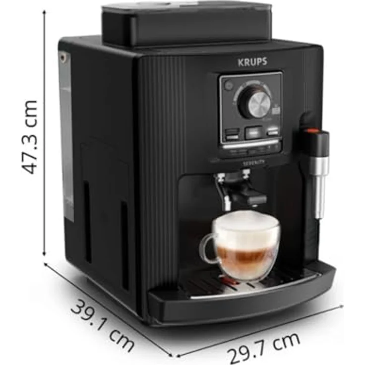 Krups EA4008, Espressomaschine mit 2 l Wassertank, Eingebautem Mahlwerk und Manuellem Milchaufschäumer, 1450 W, Schwarz – Bild 6