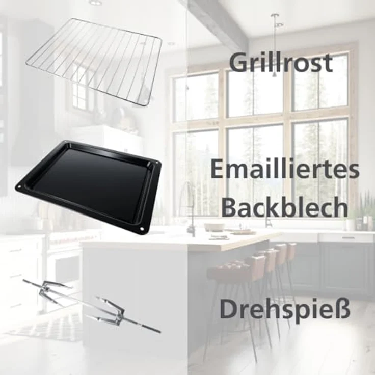 Steba Grillbackofen KB 224 mit PFAS-freiem Innenraum, ca. 24 Liter, 3 Einschubebenen, emailliertes Backblech, Grillrost, Drehspieß, Doppel-Glastür – Bild 4